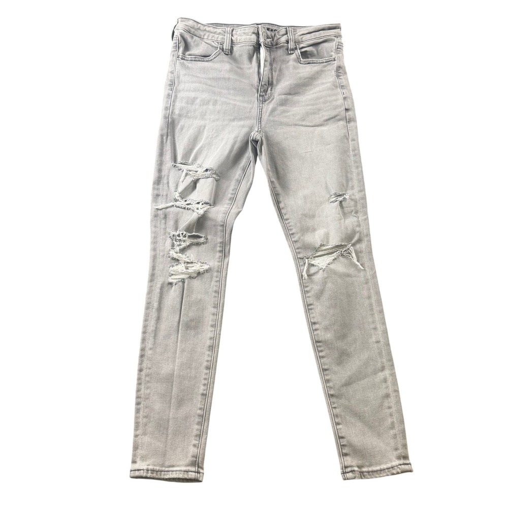 American Eagle Next Level Stretch Distressed Skinny Jeans Grey Size 8 Short - Picture 1 of 5